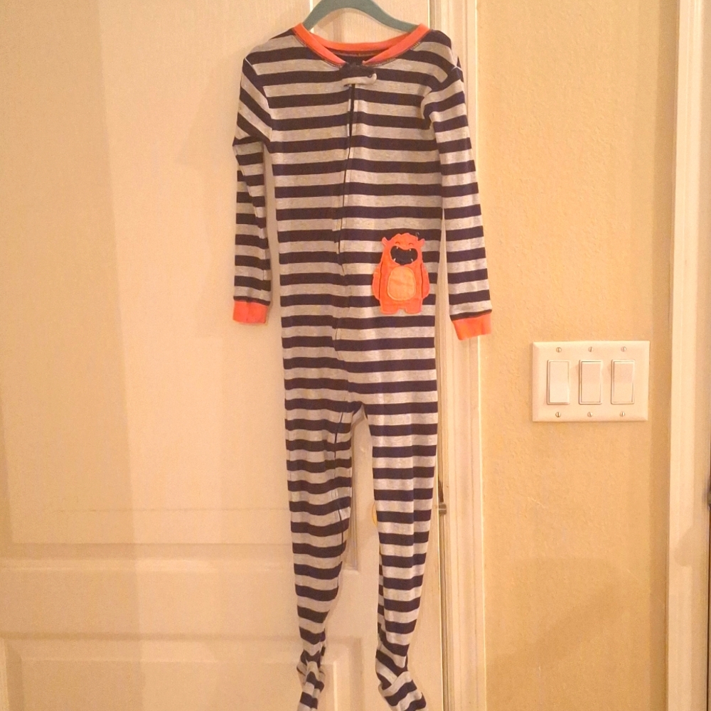 5T Striped Onesie with Orange Details